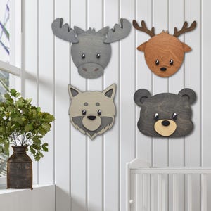 Woodland Animal Head Wall Mounts: Forest Decor, Set of 4