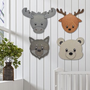 Woodland Animal Head Wall Mounts: Forest Decor, Set of 4