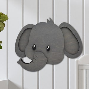 Wood Elephant Head Wall Mount - Jungle Safari Wall Decor