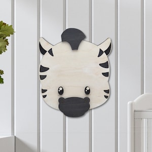 Wood Zebra Head Wall Mount -  Jungle Safari Decor for Your Nursery or Playroom