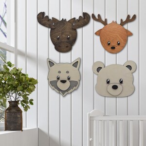 Woodland Animal Head Wall Mounts: Forest Decor, Set of 4