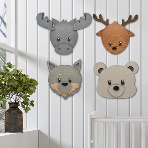 Woodland Animal Head Wall Mounts: Forest Decor, Set of 4