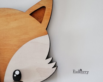 Fox Head Woodland Nursery Wall Décor, 3D Wood Forest Animal Theme Nursery, Small 6"x7"