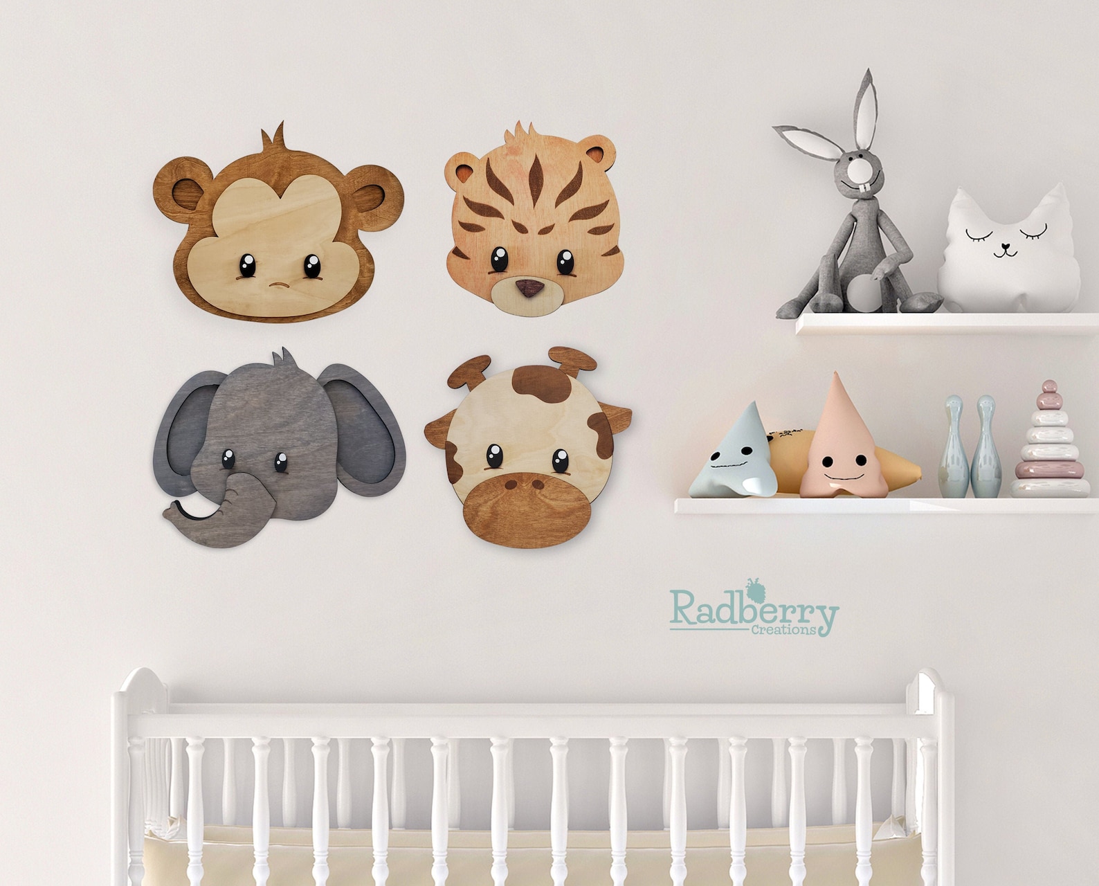 wooden safari animal decor
