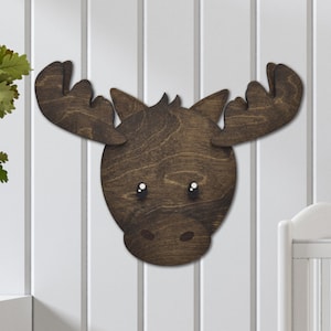Wood Moose Head Wall Mount -  Forest Animal-Themed Decor