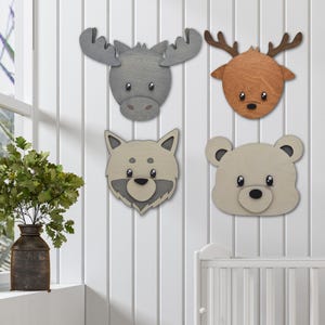 Woodland Animal Head Wall Mounts: Forest Decor, Set of 4