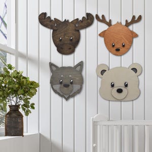 Woodland Animal Head Wall Mounts: Forest Decor, Set of 4