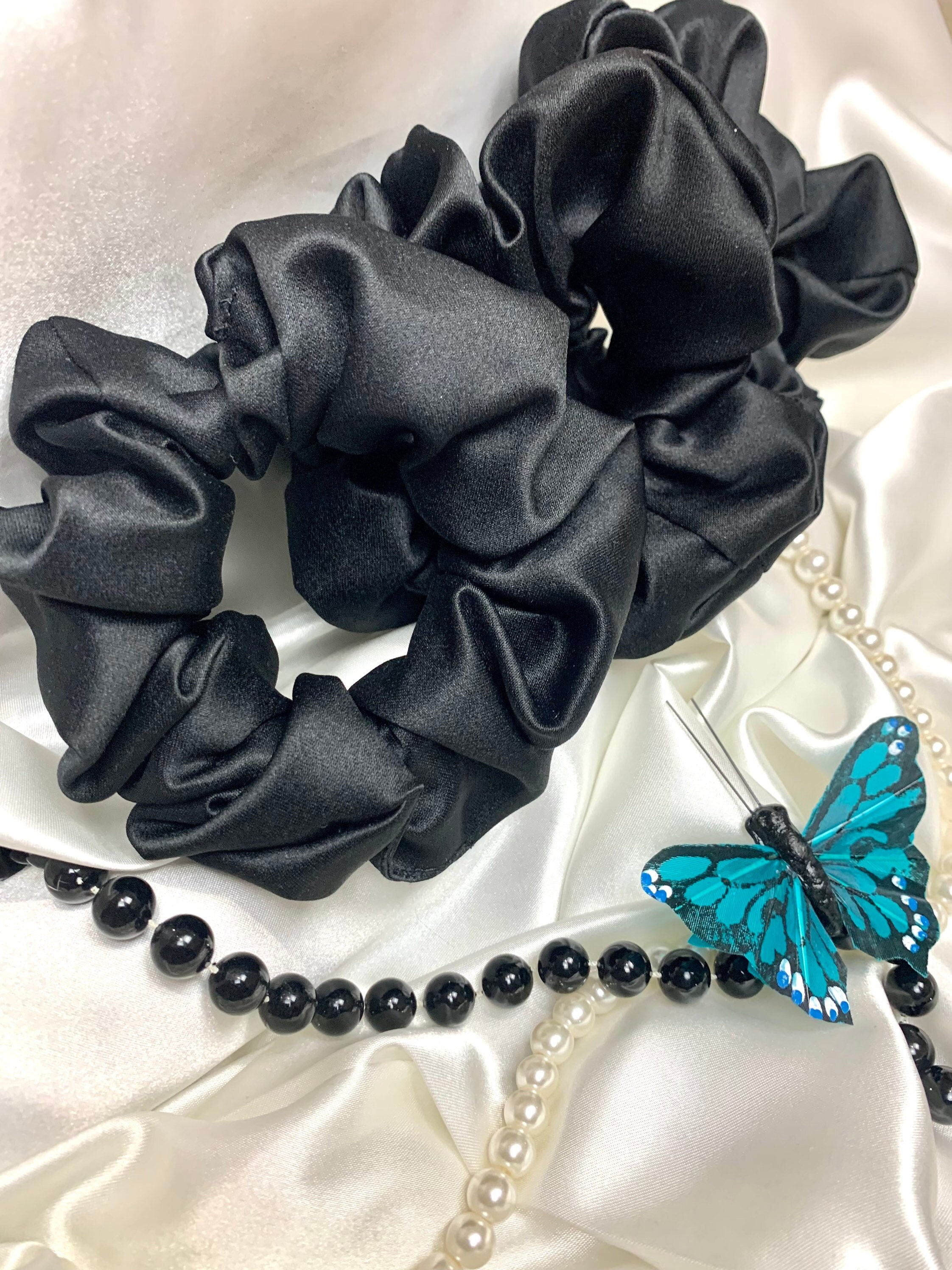 Black Elastic Scrunchies Satin Scrunchies for Women Matte Etsy