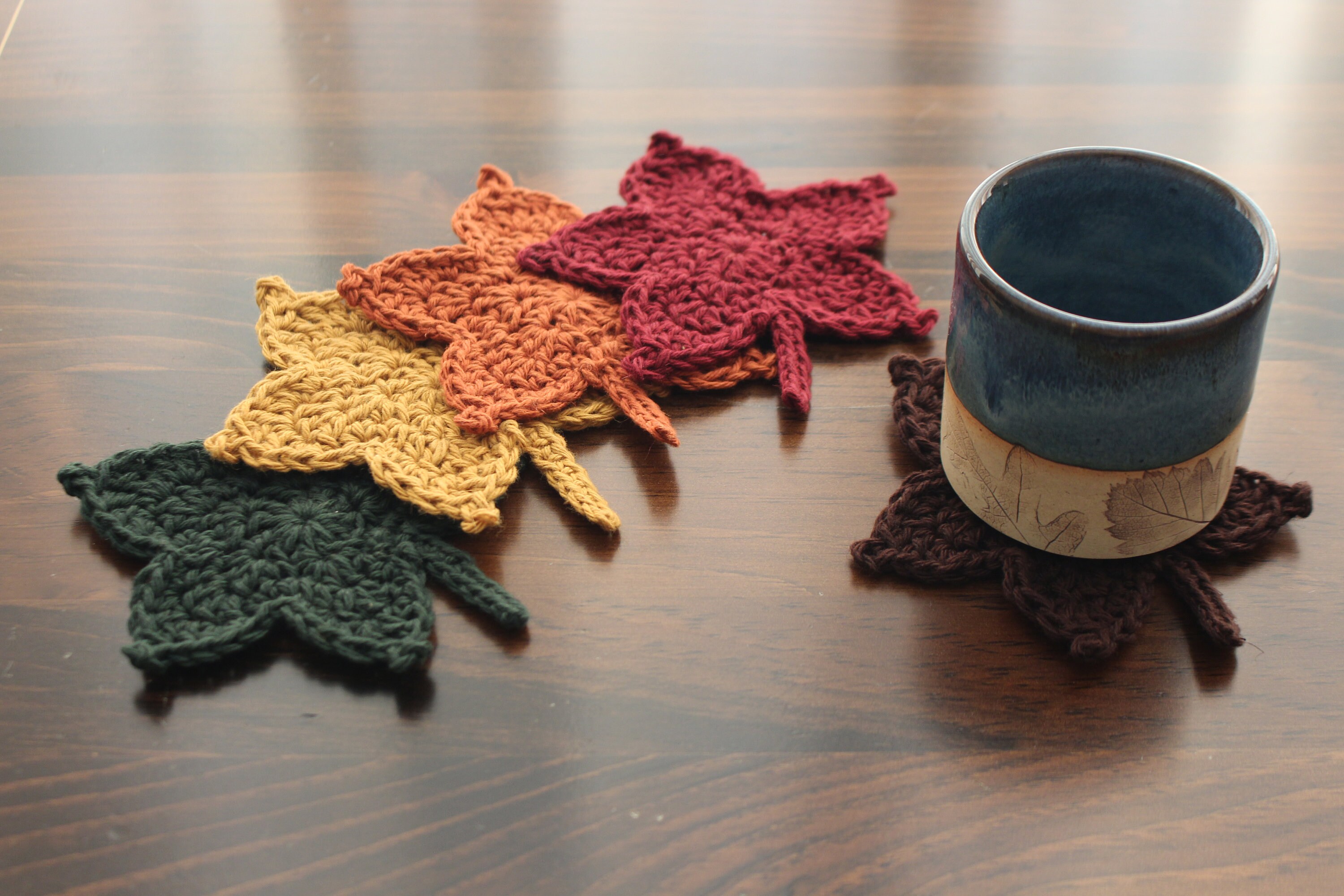 Crochet Cotton Fall Leaf Coasters Maple Leaf Coaster Set of Etsy