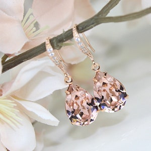 Vintage Rosegold Bridesmaid Earrings Blush Pink Earrings Rose Gold Earrings Morganite Jewelry Free Personalization!!!