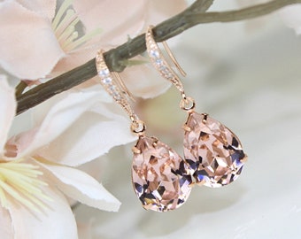 Vintage Rosegold Bridesmaid Earrings Blush Pink Earrings Rose Gold Earrings Morganite Jewelry Free Personalization!!!