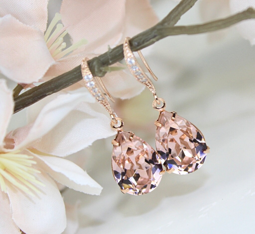 Vintage Rosegold Bridesmaid Earrings Blush Pink Earrings Rose Gold Ea…