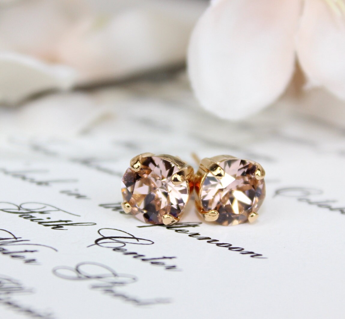 Vintage Rosegold Bridesmaid Earrings Blush Pink Stud Earrings Etsy