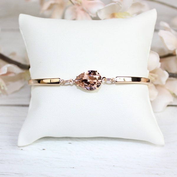 Vintage Rosegold Bridesmaid Bangle Bracelet Blush Pink Jewelry Morganite Jewelry Rosegold Bracelet Free Personalization!!!