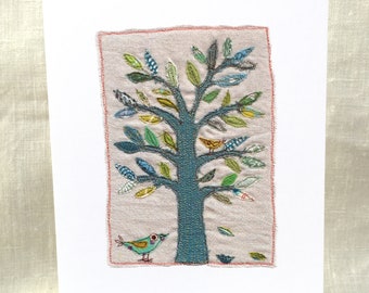 Tree of life card.Tree & bird Card.Green  tree card.Bird in tree card.Tree lover card.Nature theme card.Printed UK.