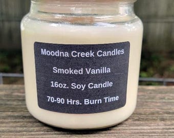 Smoked Vanilla Candle – Warm Vanilla, Amber & Musk Soy Candle – Cozy Evening Aroma
