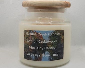 Saffron and Cedarwood Candle – Masculine Scented Soy Candle – Cologne Inspired Gift for Him