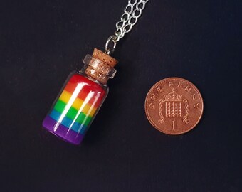Pride Necklaces - Handmade Resin Bottle LBGTQIA+ Pride Flags