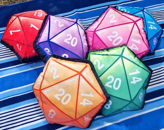 D20 Dice Cushion: Dungeons and Dragons Plush Pillow