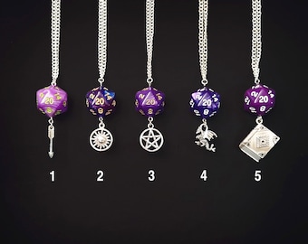 D20 Dice Necklaces | Purple | Dungeons & Dragons | RPG | TTRPG