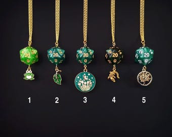 D20 Dice Necklaces | Green and Teal | Dungeons & Dragons | RPG | TTRPG