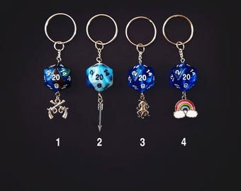 D20 Dice Keychains | Blue | Dungeons & Dragons | RPG | TTRPG
