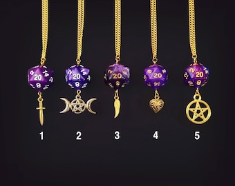 D20 Dice Necklaces | Purple | Dungeons & Dragons | RPG | TTRPG