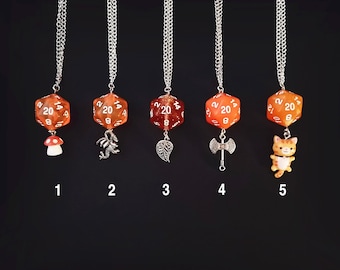 D20 Dice Necklaces | Orange and Yellow | Dungeons & Dragons | RPG | TTRPG