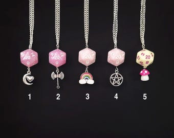 D20 Dice Necklaces | Pink | Dungeons & Dragons | RPG | TTRPG
