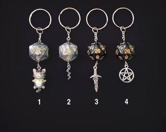 D20 Dice Keychains | Black | Dungeons & Dragons | RPG | TTRPG