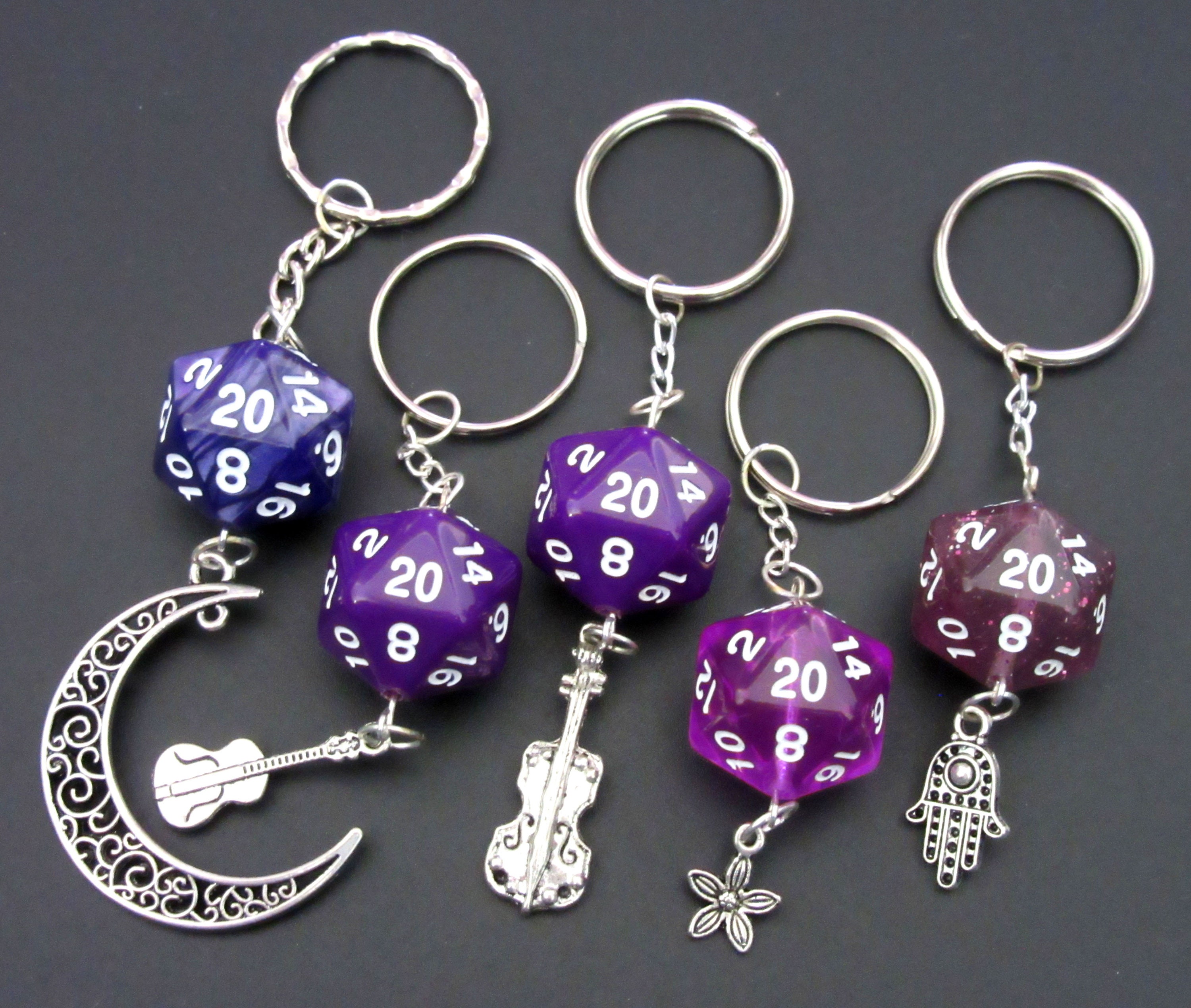 D20 Dice Keychains Etsy