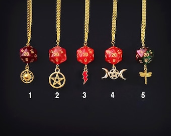 D20 Dice Necklaces | Red | Dungeons & Dragons | RPG | TTRPG
