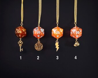D20 Dice Necklaces | Orange and Yellow | Dungeons & Dragons | RPG | TTRPG