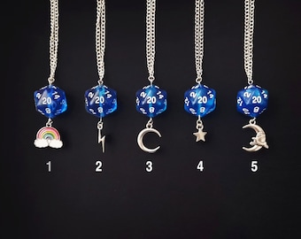 D20 Dice Necklaces | Blue | Dungeons & Dragons | RPG | TTRPG