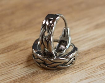 Basket Weave Hoop Earring – Stainless Steel (14mm)