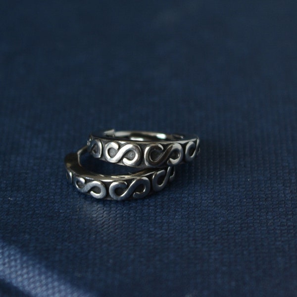 Stainless Steel S-Patterned Hoop Earrings: Celtic Viking Style