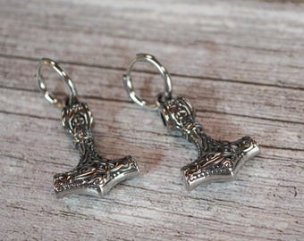 Celtic Knot Thor's Hammer Hoop Earrings – Stainless Steel