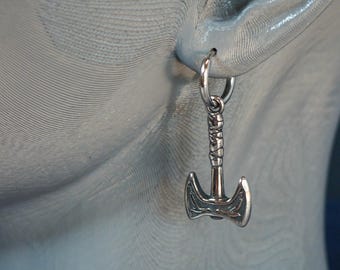 Raven & Double-Headed Axe Hoop Earrings – Stainless Steel