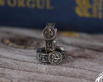 Rune & Celtic Knot Hoop Earring – Stainless Steel (Hinged)