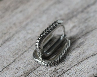 Stainless Steel Weave Hoop Earrings: Celtic Viking Style