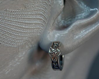 Rune & Wolf Head Hoop Earring – Stainless Steel (Hinged)