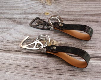 Personalized Kangaroo Leather Keychain – Exotic Leather Key Fob, Stainless Steel Clip