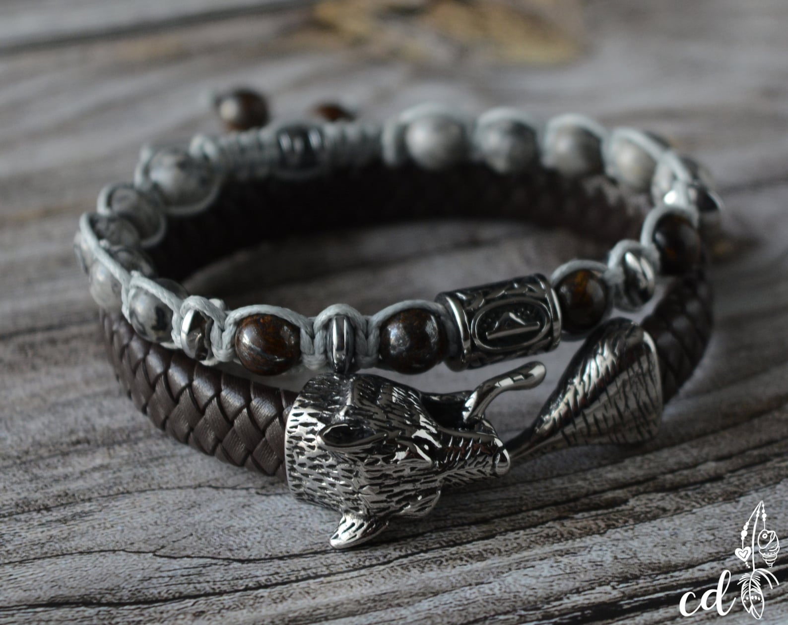 Wolf Bracelets for Men. Stackable Bracelet Set With Stainless Etsy