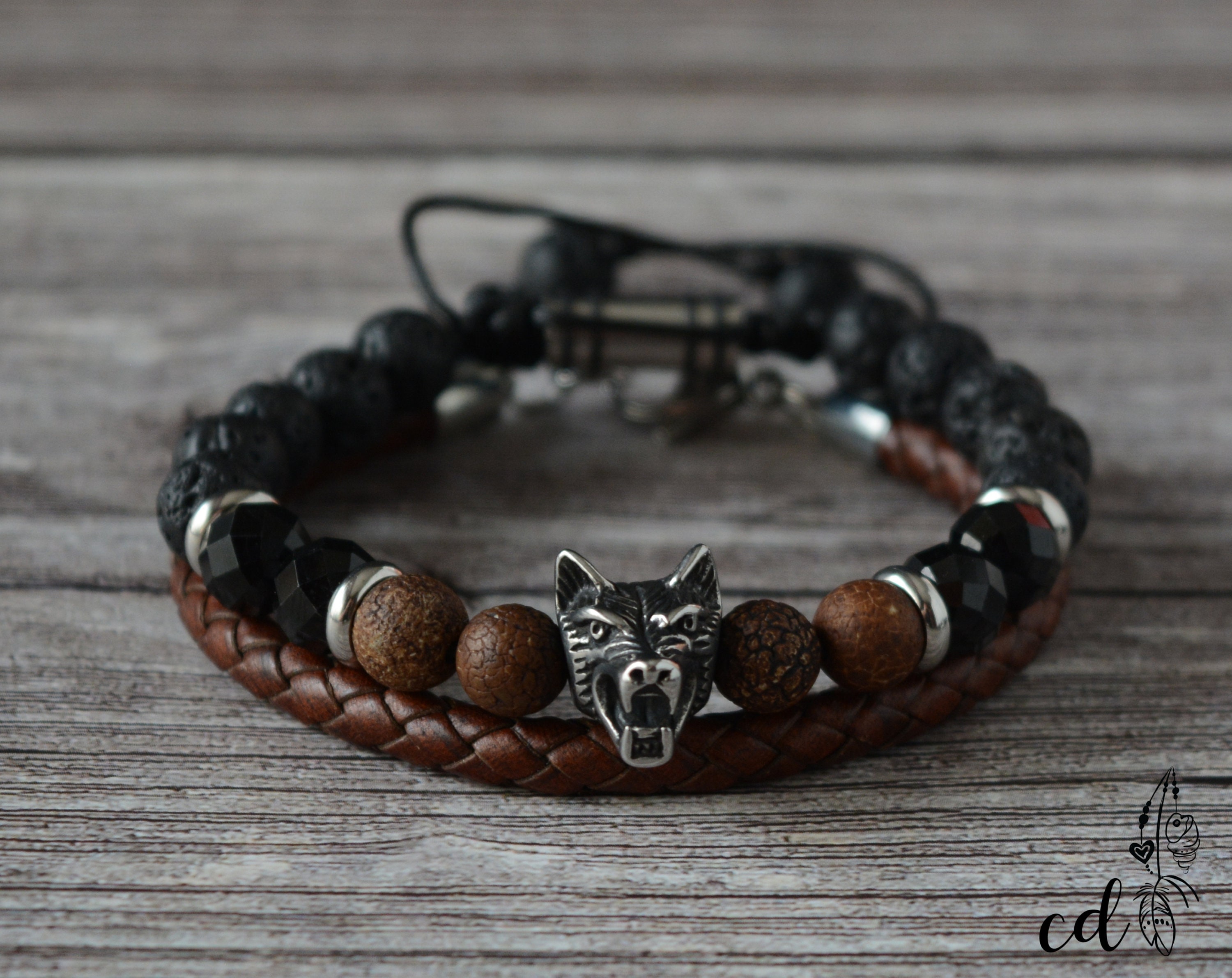 Rustic Wolf Bracelet Set. Stackable Bracelet Set With Etsy