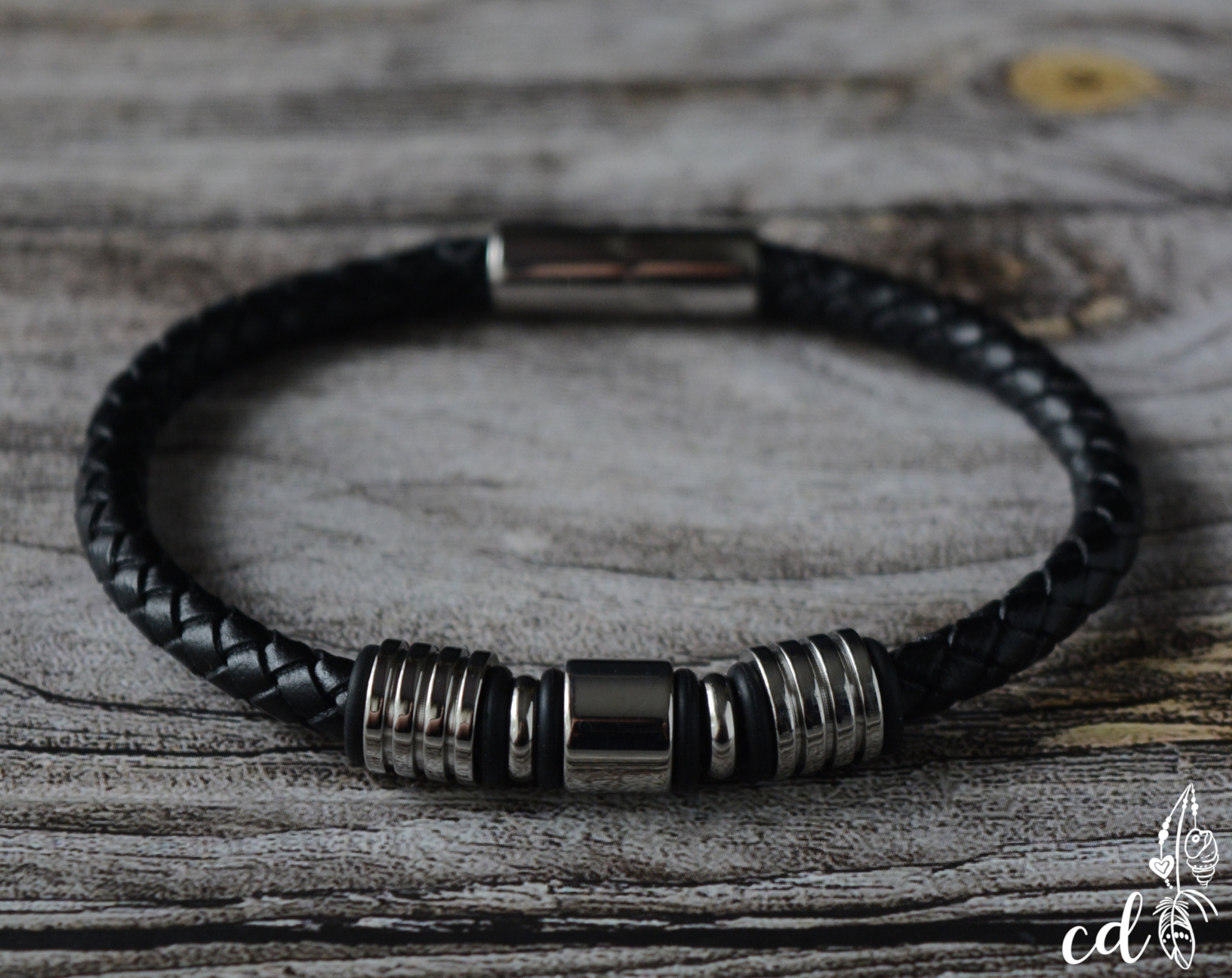 Rustic leather Viking bracelet for men or women. Stackable Etsy