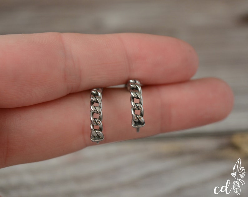 Viking earrings Stainless steel patterned hoop earrings Chain link patterned earrings