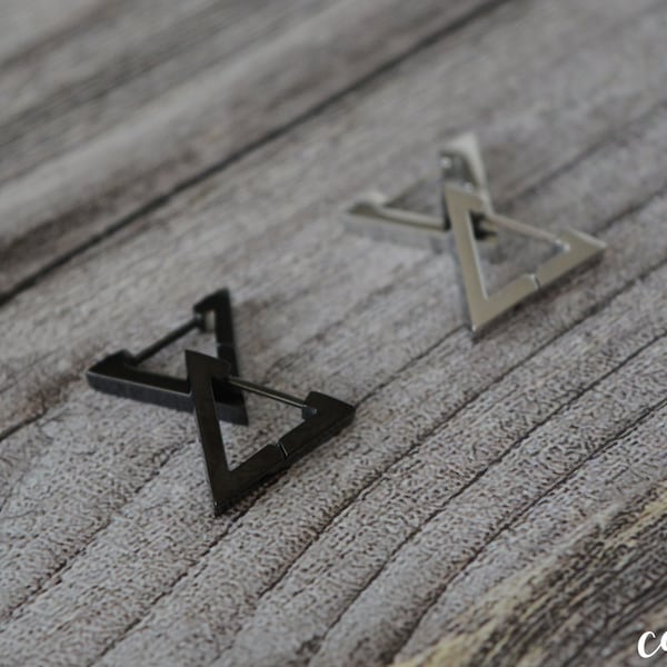 Stainless Steel Triangle Hoop Earrings: Minimalist V-Shape