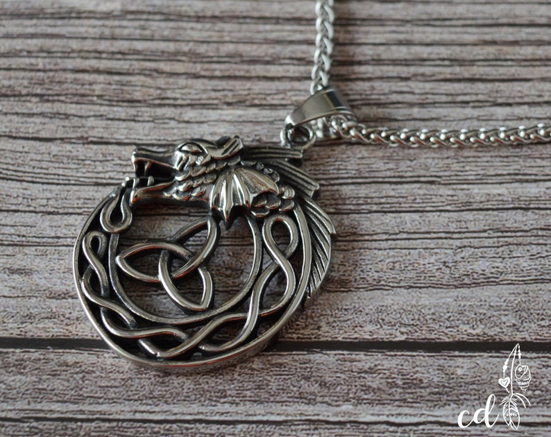 Stainless steel Dragon necklace for men. Choose your cord Etsy