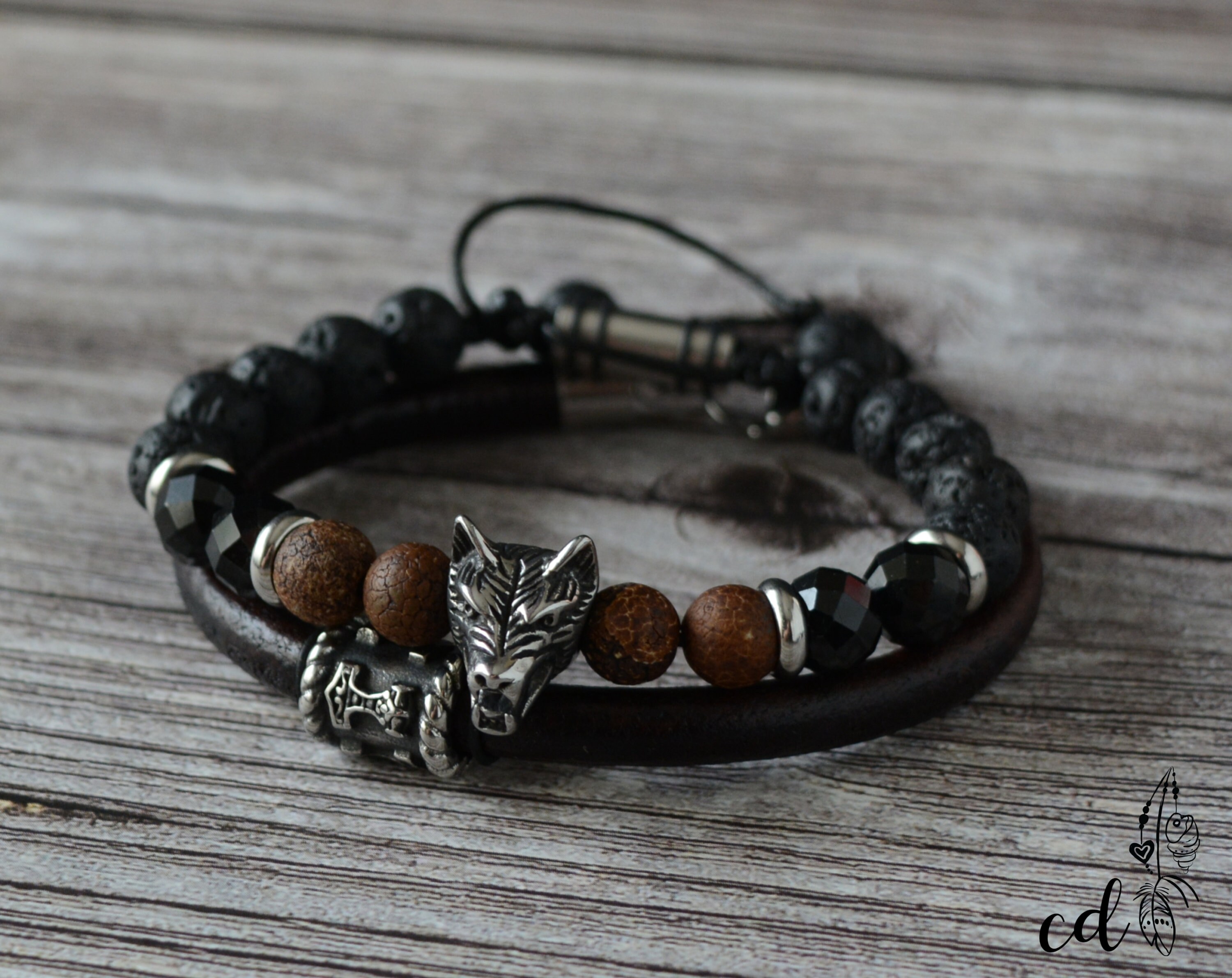 Stainless Steel Wolf Bracelets for Men. Stackable Bracelet Set Etsy