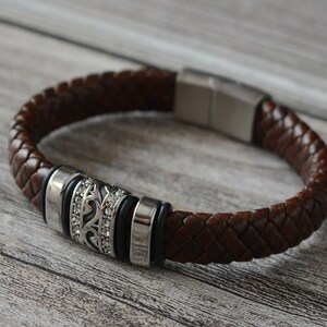 Rustic leather bracelet for men or women. Stackable bracelet with Stainless steel fittings and clasp. Choose a Custom leather cord